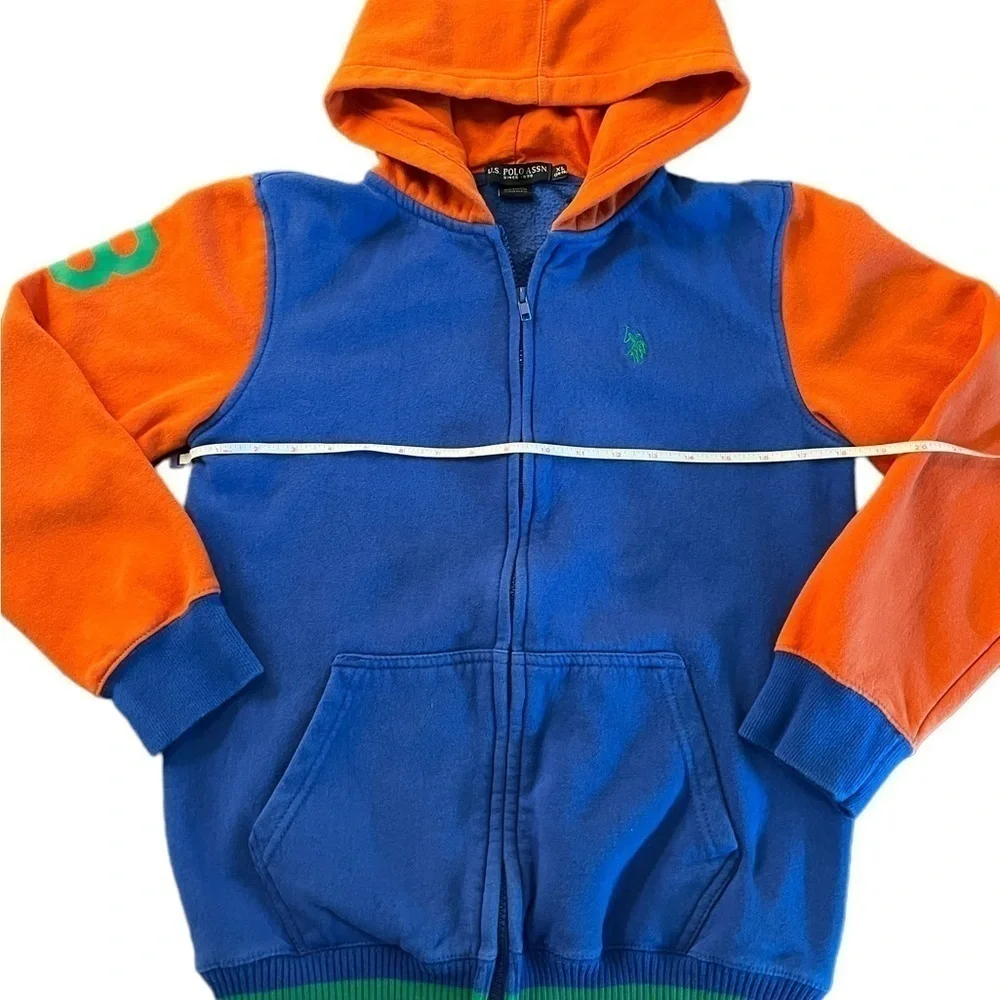 US POLO ASSOCIATION BOYS COLORFUL ZIPPERED HOODIE SIZE 14-16 XL
